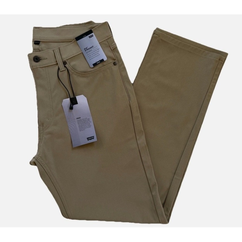 Levi's 514 Straight Tech Pants Mens 38x30 Tan NWT High Stretch Performance